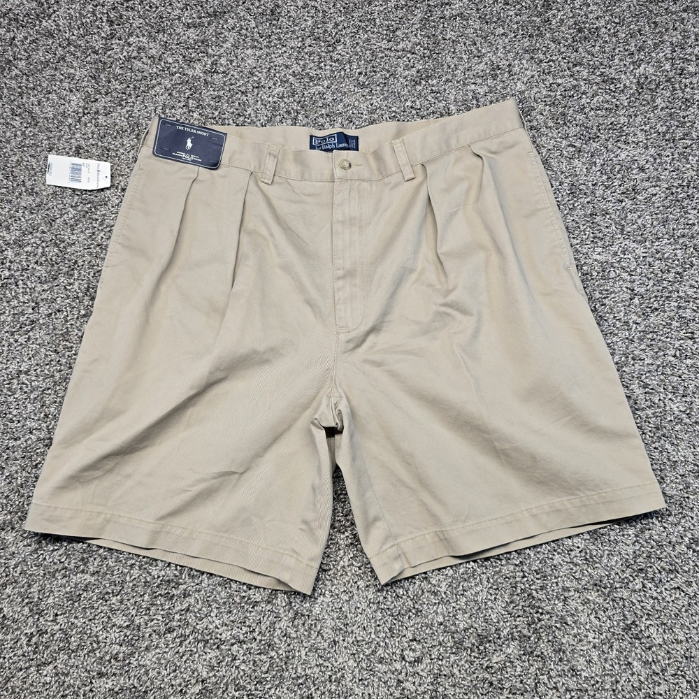 Polo Ralph Lauren Beige Tyler Cotton Chino Shorts Pleated Front NWT